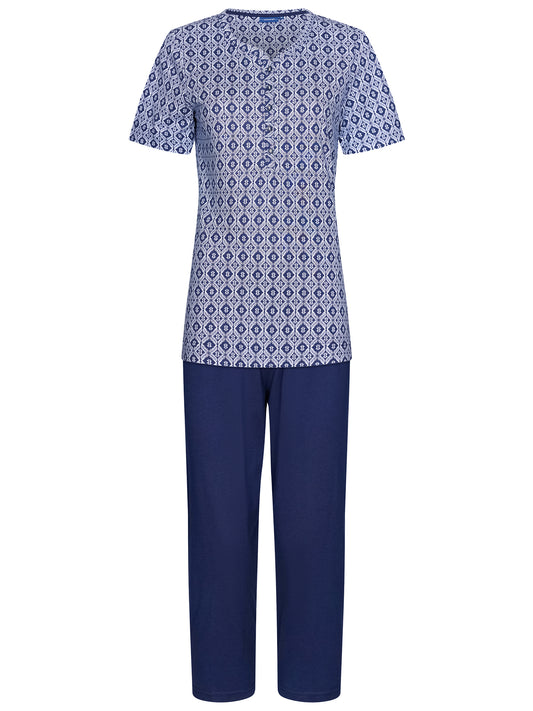 Pastunette pyjama met capribroek ruitmotief - 20241-170-4 - Blauw
