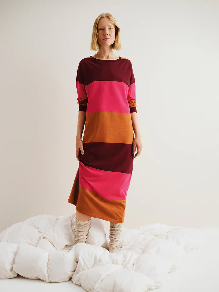 Nanso lang nachthemd brede strepen - TRIO 29054 - Rood