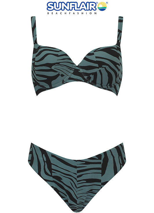 Sunflair bikini soft cup met beugels - 22135 + 21138 - groen / zwart