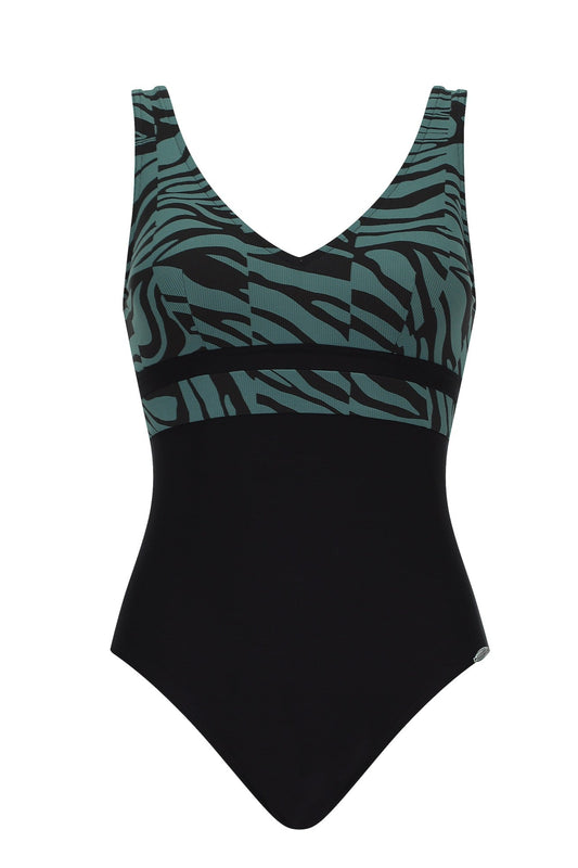 Sunflair Badpak uitneembare soft cup - zebraprint 22133 - Zwart
