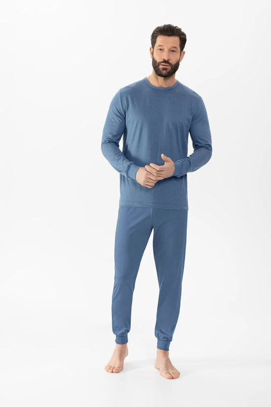 Mey heren pyjama lange mouw - Serie Structured 2240011 - Blue North