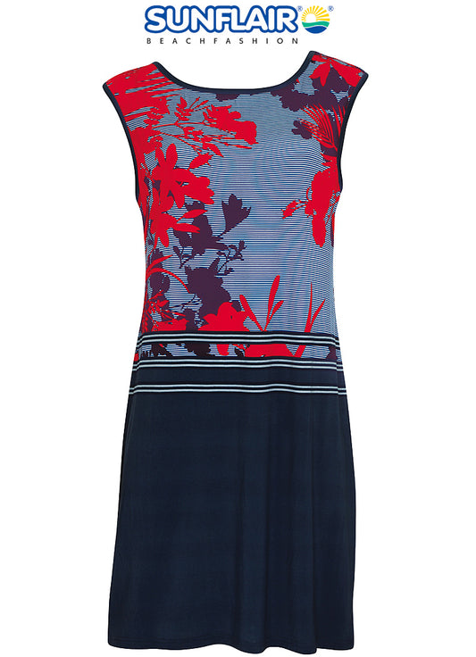 Sunflair jurk - 23323 - Nachtblauw/rood