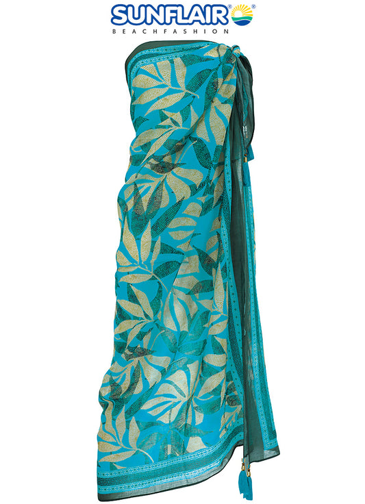 Sunflair poncho blad motief - 23407 - Turquoise