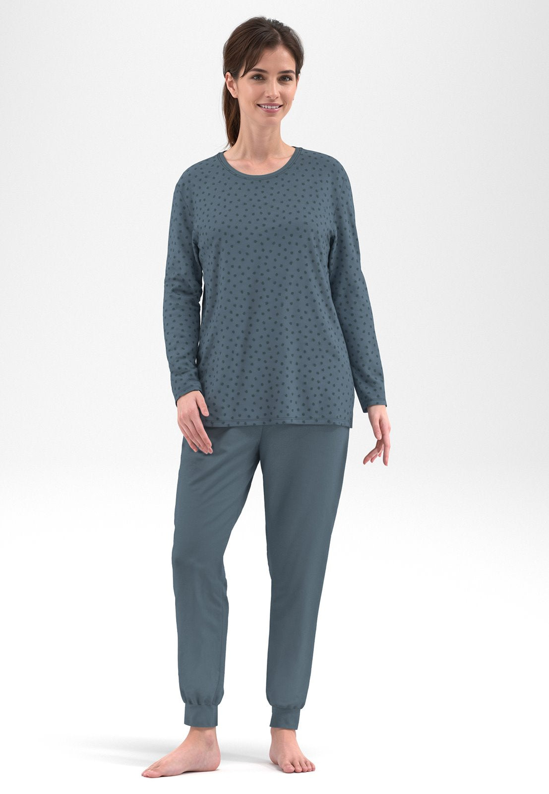 Gotzburg Pyjama ronde hals - Marbella 250316 - Groen gestipt (327)