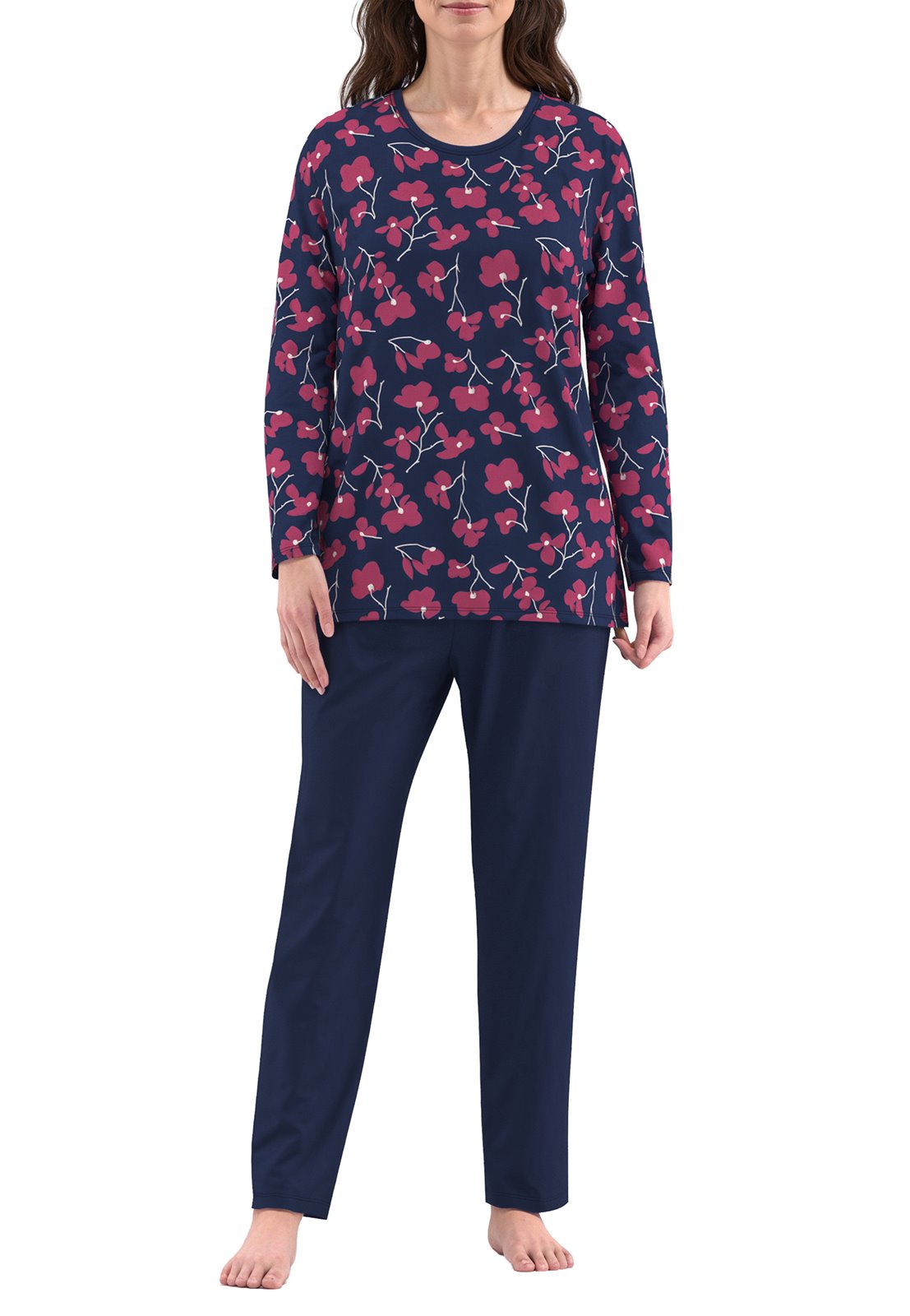 Gotzburg Warme Pyjama - Melilla 250325 - Donker Blauw rood gebloemd