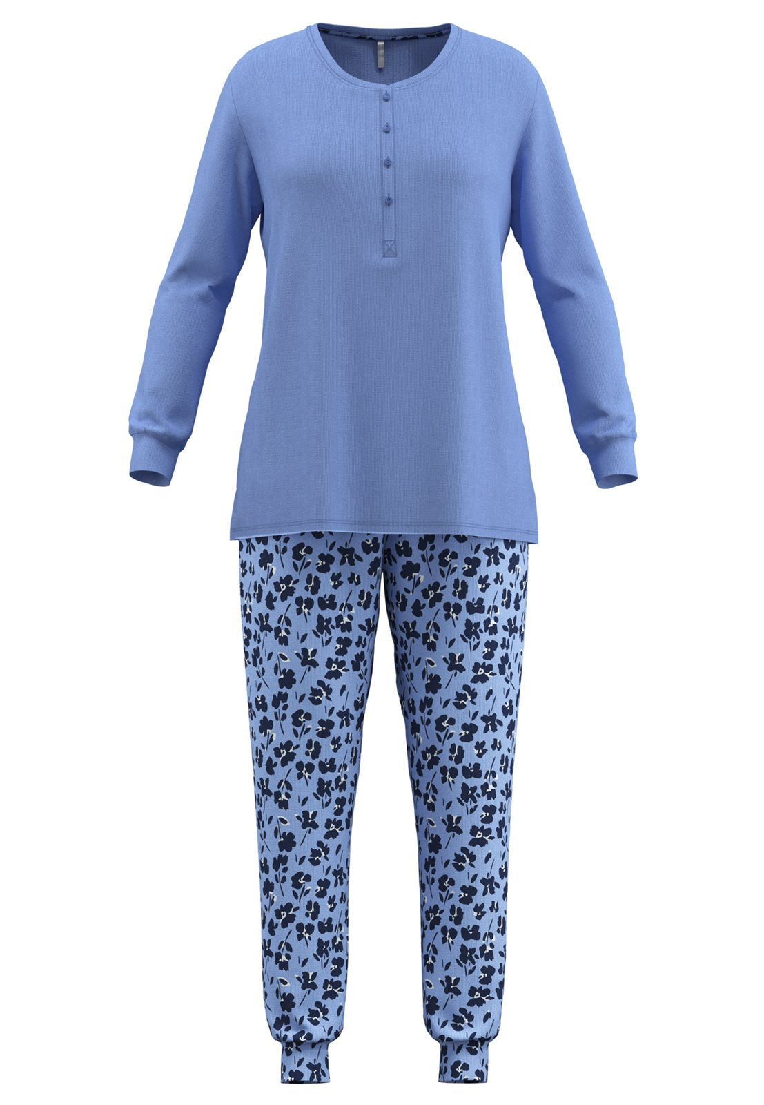 Götzburg Pyjama met knoopsluiting en boorden - Melilla 250331 - Blauw