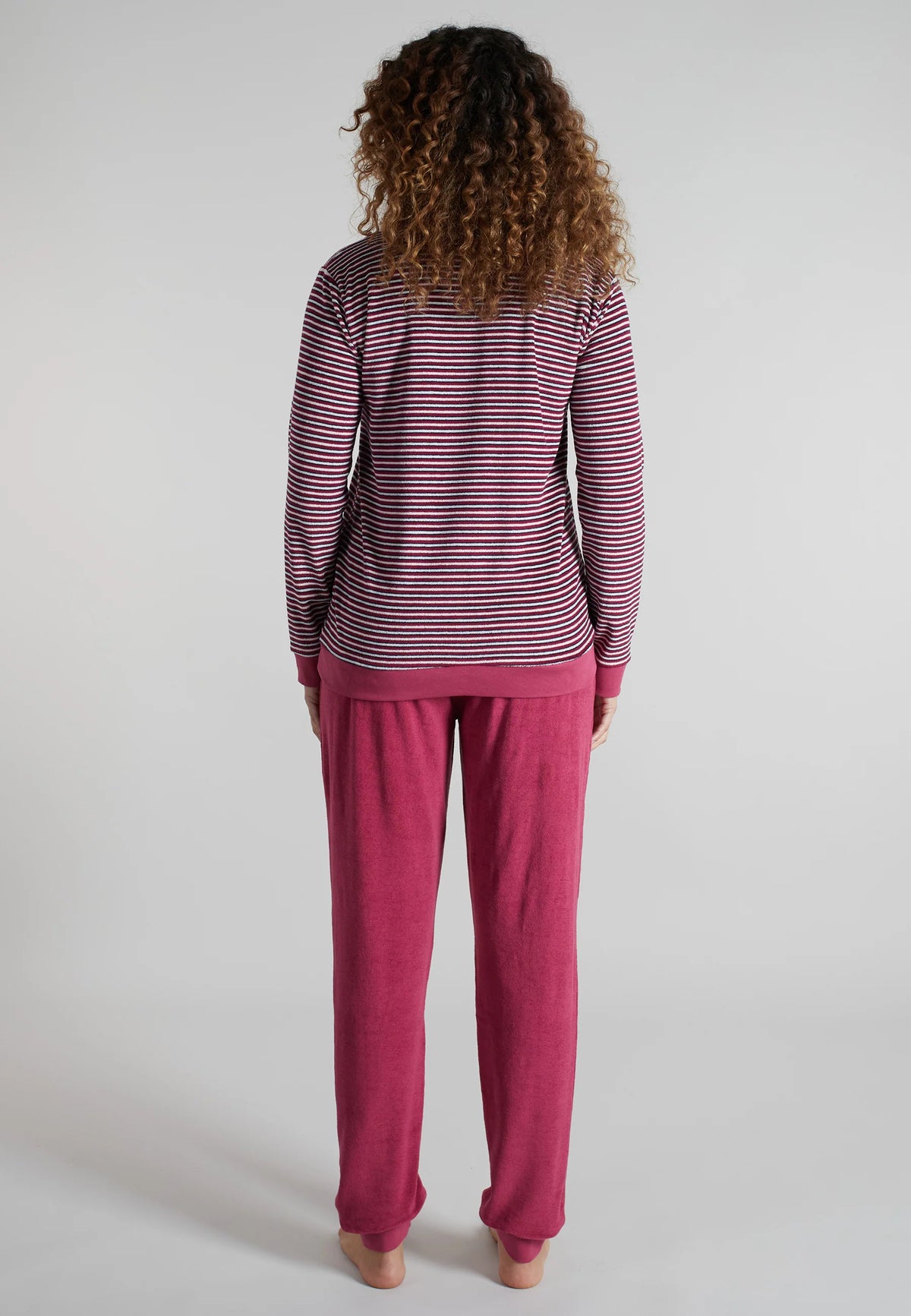 Götzburg pyjama badstof gestreept met boorden - 250333 - Rood