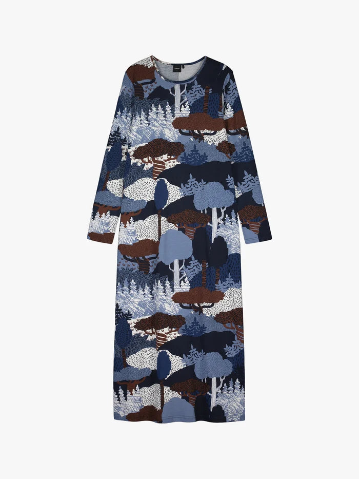 Nanso lang nachthemd Natuurpatroon - RUSKA 27406-3680 - Blauw