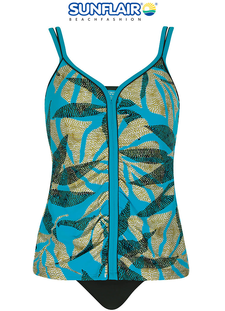 Sunflair Tankini soft cups zonder beugel bladmotief - 28021 - Turquoise
