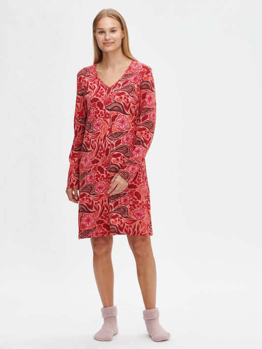 Nanso big shirt herfst print met vogels - Tamara 28138 - Rood (6630)