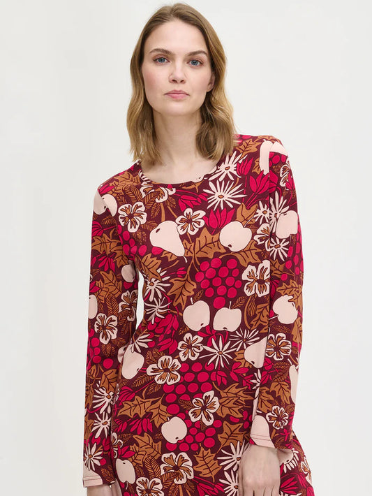 Nanso nachthemd lange mouw herfst bladeren - JUHLA 29055 - Bruin