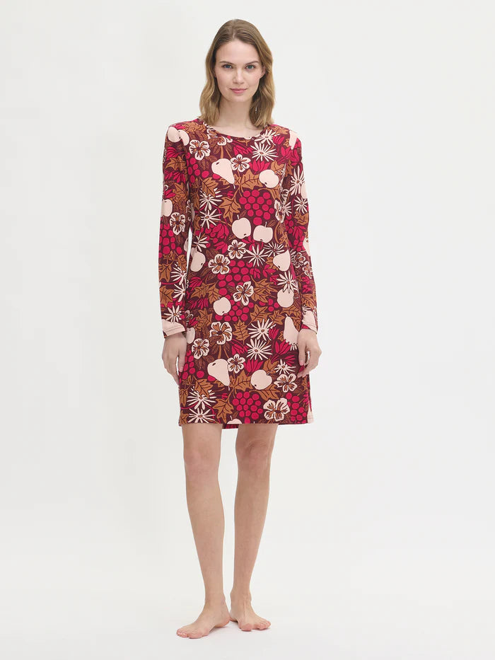 Nanso nachthemd lange mouw herfst bladeren - JUHLA 29055 - Bruin