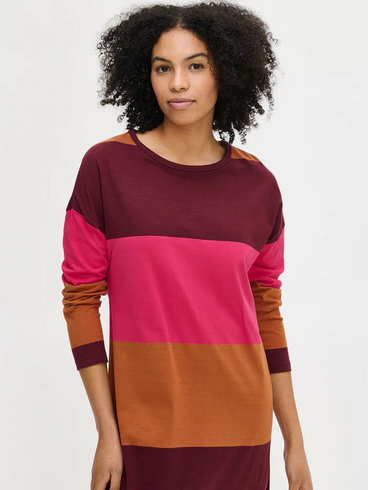 Nanso lang nachthemd brede strepen - TRIO 29054 - Rood