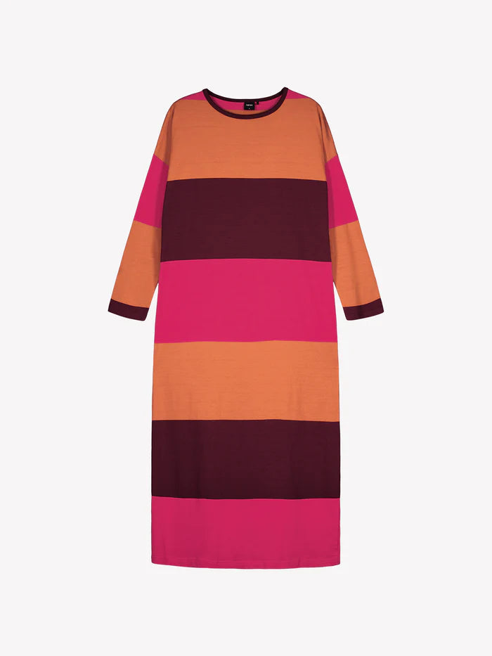 Nanso lang nachthemd brede strepen - TRIO 29054 - Rood