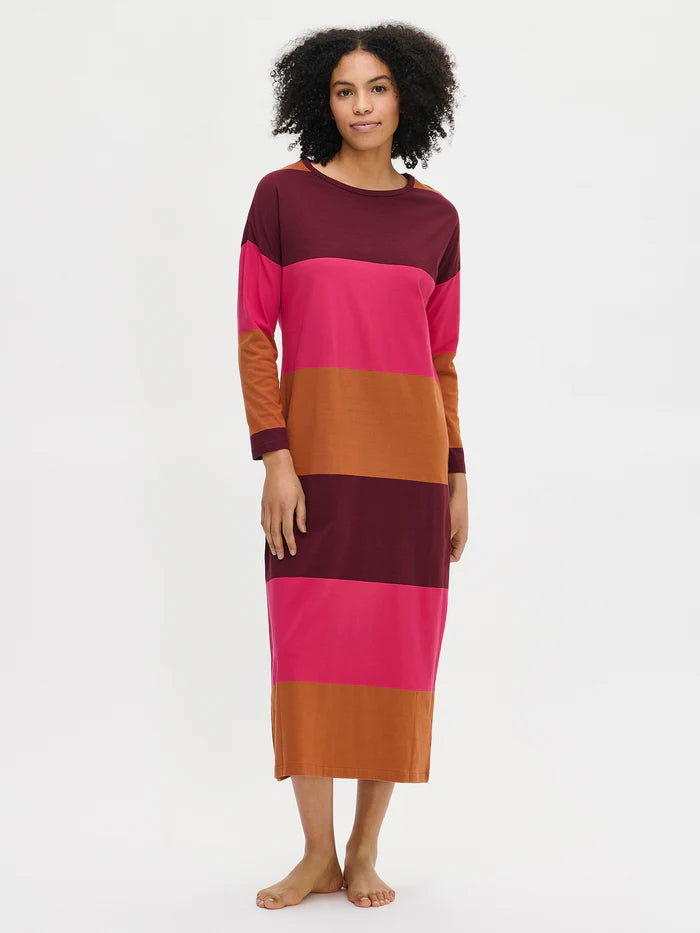 Nanso lang nachthemd brede strepen - TRIO 29054 - Rood