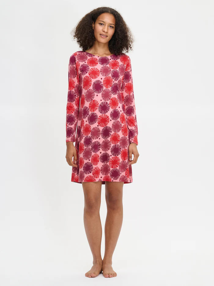 Nanso nachthemd lange mouw fantasie print - AMARA 29214 - Rood