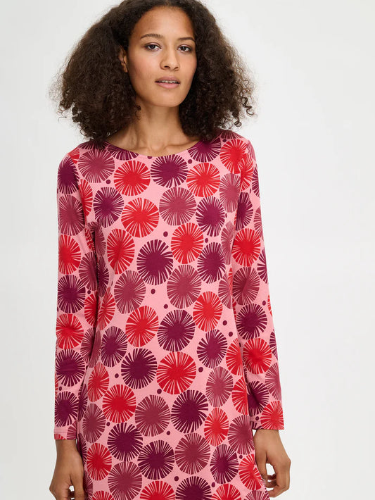 Nanso nachthemd lange mouw fantasie print - AMARA 29214 - Rood