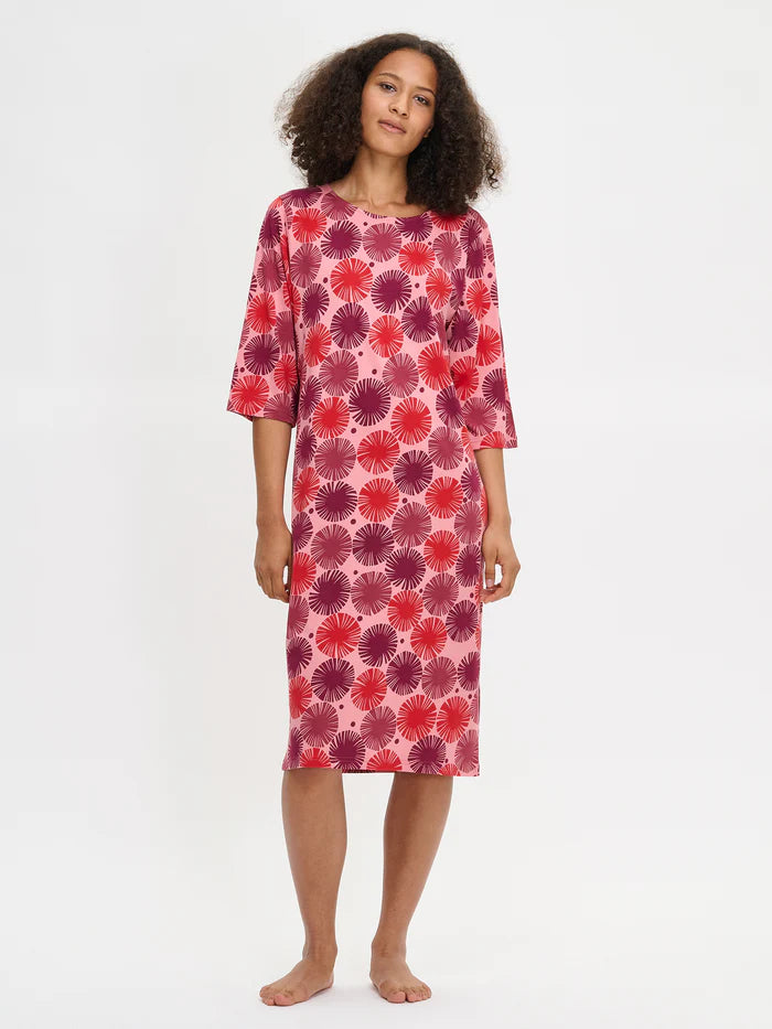 Nanso lang nachthemd 3/4 mouw fantasie print - AMARA 29215 - Rood
