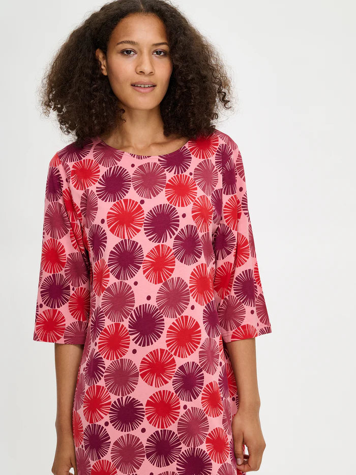 Nanso lang nachthemd 3/4 mouw fantasie print - AMARA 29215 - Rood