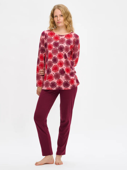Nanso Pyjama lange mouw fantasie print - AMARA 29216 - Rood