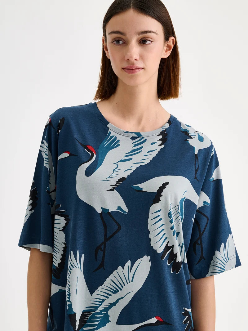 Nanso lang nachthemd vogel - Kurki 29557 - Blauw (3690)