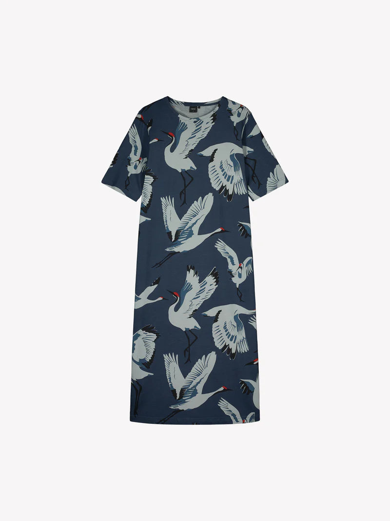 Nanso lang nachthemd vogel - Kurki 29557 - Blauw (3690)