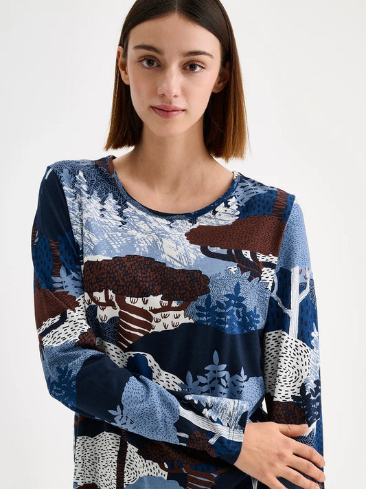 Nanso Pyjama lange mouw natuurpatroon - RUSKA 29600-3680 - bLAUW
