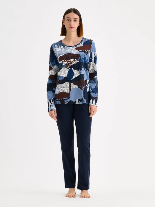 Nanso Pyjama lange mouw natuurpatroon - RUSKA 29600-3680 - bLAUW