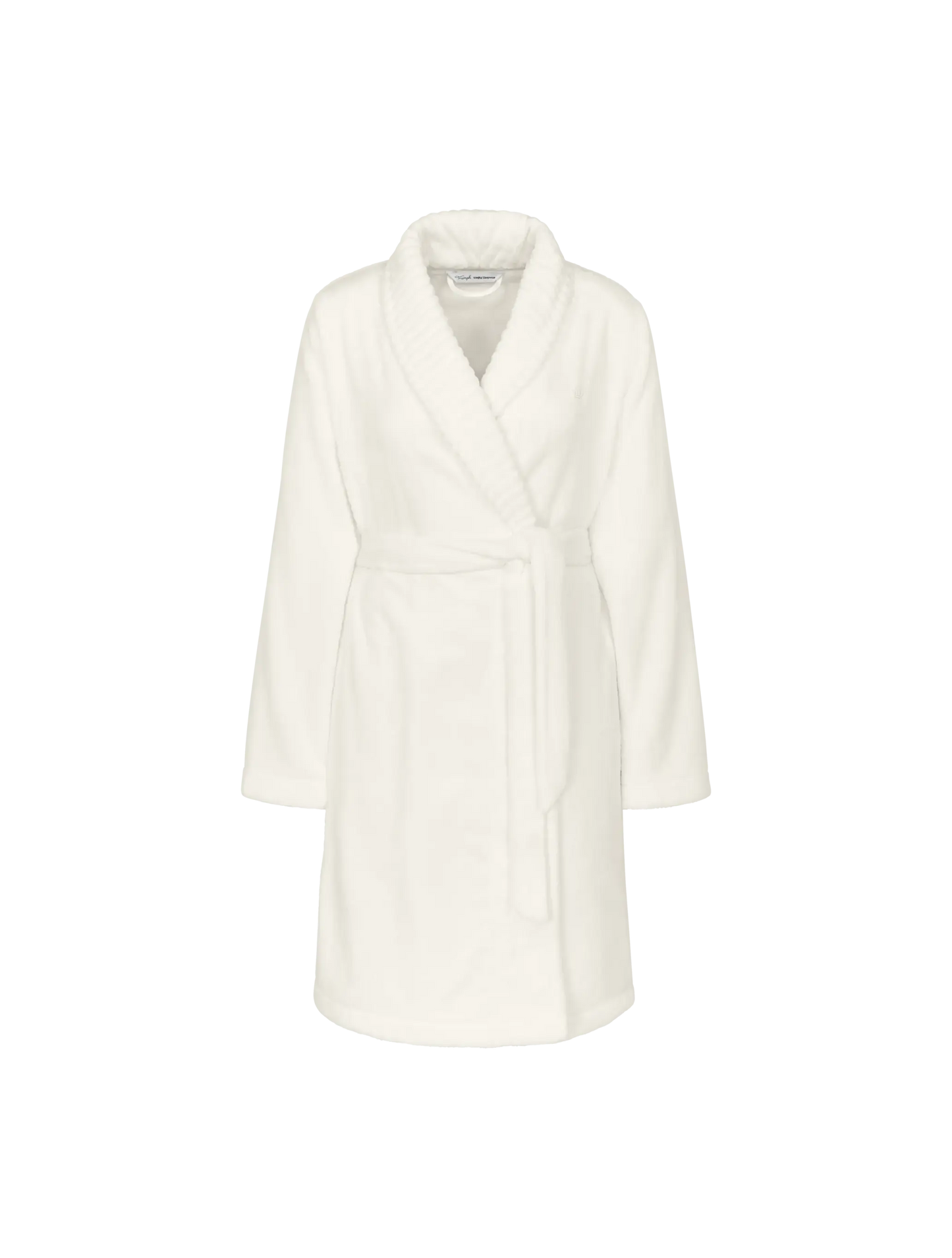 Triumph badjas met sjaalkraag en omslag - Robes Fleece Robe 01 R* - Ivoor
