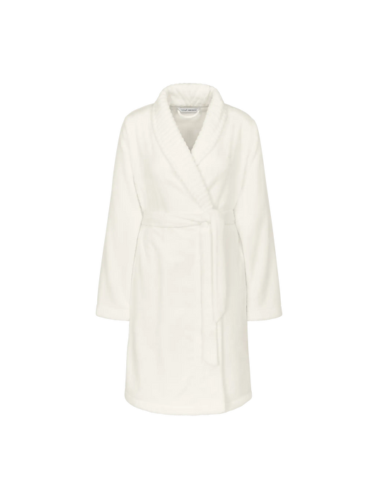 Triumph badjas met sjaalkraag en omslag - Robes Fleece Robe 01 R* - Ivoor
