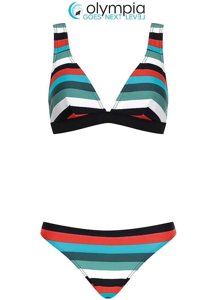 Olympia Voorgevormde Triangel bikini - 31718 - Zwart Turqouise gestreept