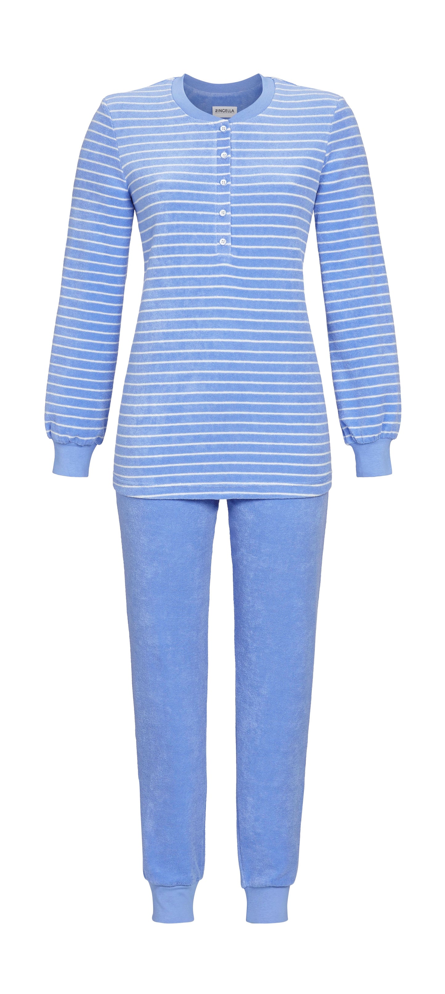 Ringella warme pyjama met boorden badstof - 3518213 - licht blauw
