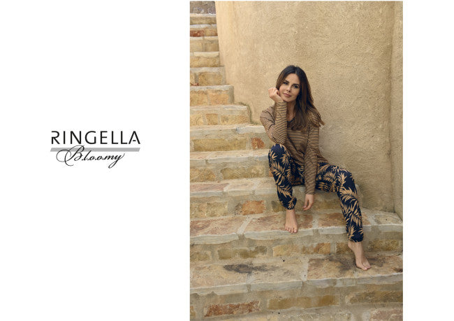 Ringella bloomy lange broek met bladmotief - 3551513 - Midnight blue