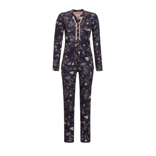 Ringella lingerie pyjama bloemmotief met knoopsluiting - 3561214 - Night blue