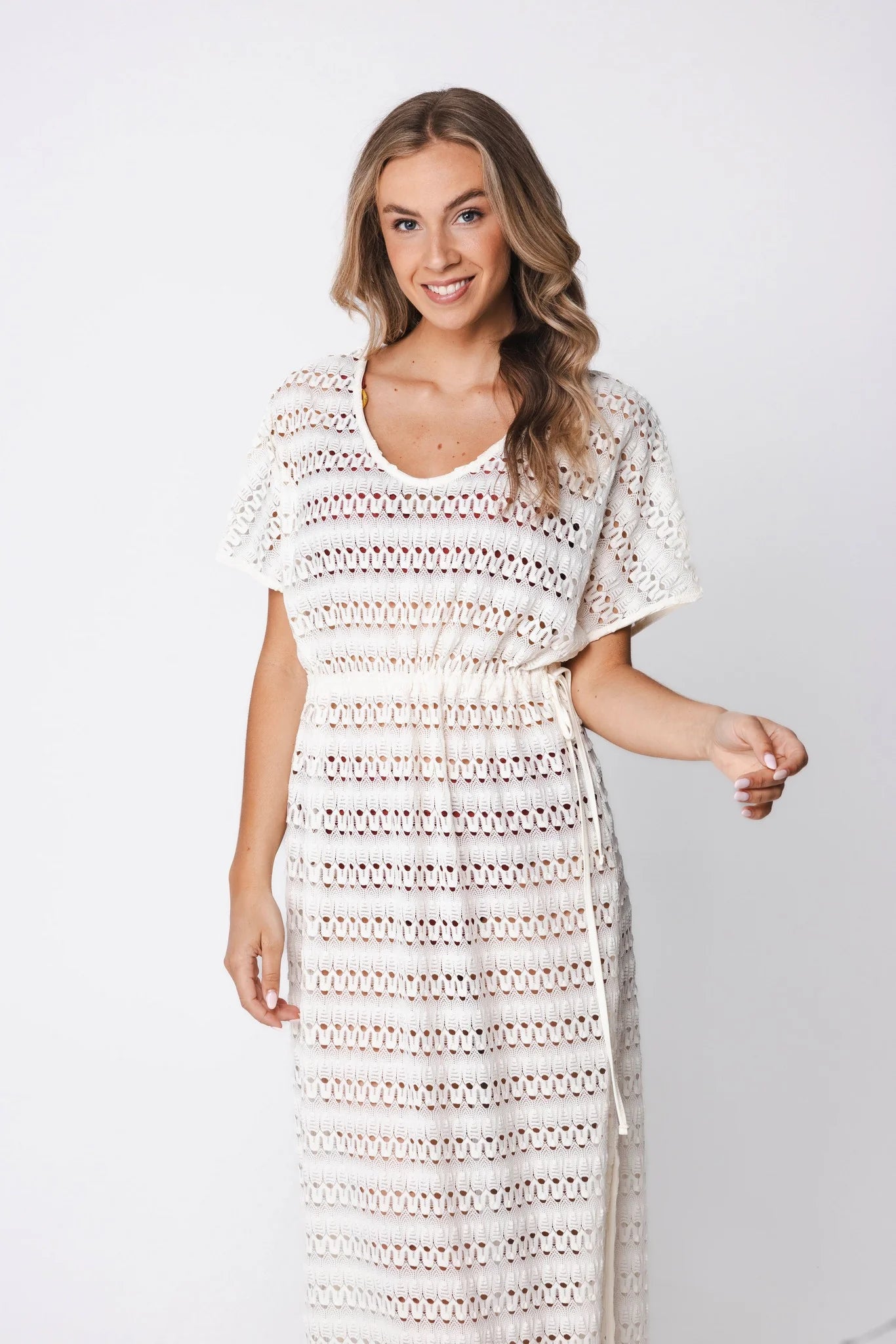 Pastunette beach jurk / Cover-up met koort (125 cm) - 371261-312-1 - Off-white