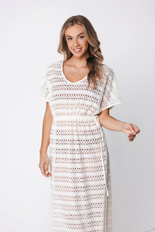 Pastunette beach jurk / Cover-up met koort (125 cm) - 371261-312-1 - Off-white
