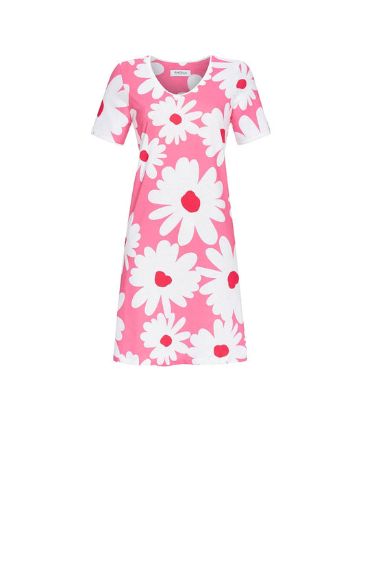 Ringella nachthemd V hals met bloemen - 4211019 - Roze
