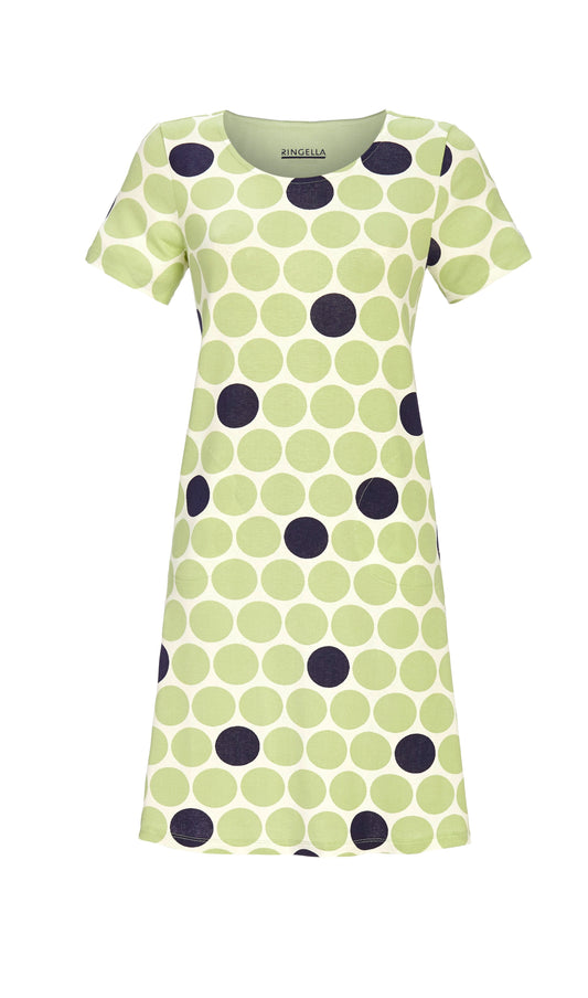 Ringella nachthemd / jurk met steekzakken in stippenpatroon - 4211026 - Groen