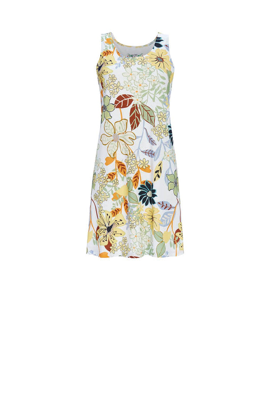 Bloomy by Ringella Mouwloze jurk / Nachthemd met bloemenprint - 4251004 - parelmoer wit