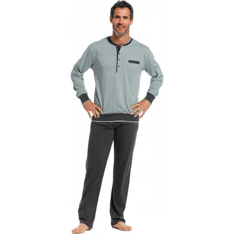 Pastunette heren pyjamashirt - 4399-628-4 - groen grijs