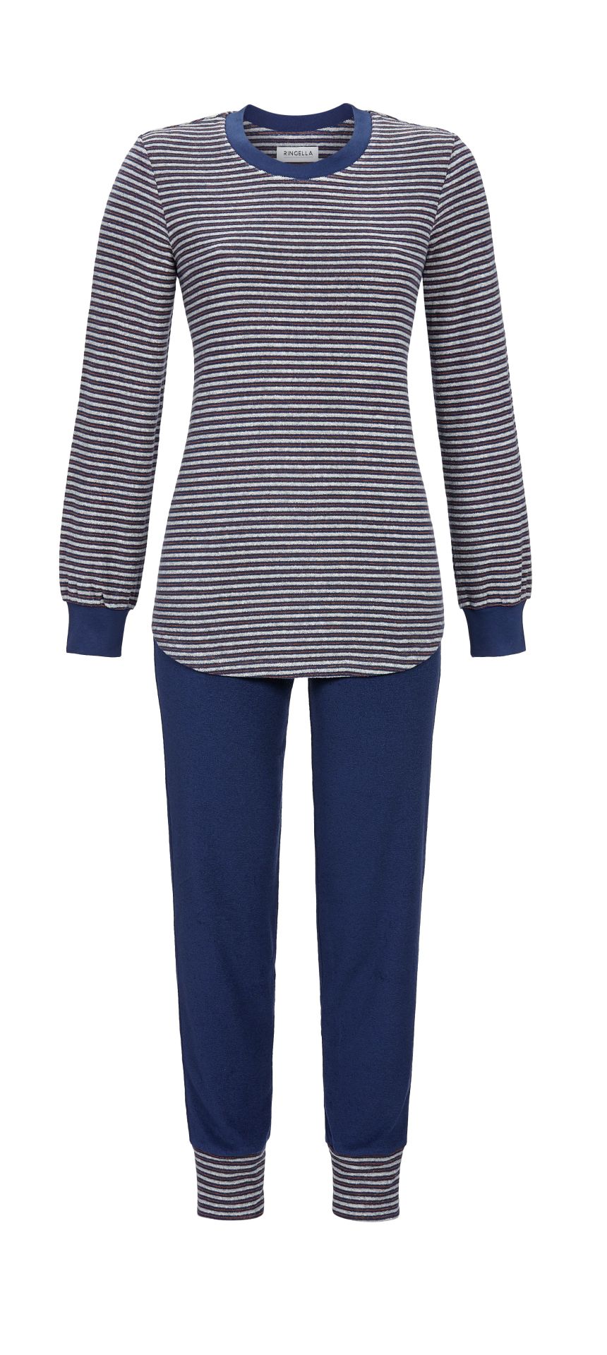 Ringella badstoffen pyjama gestreept - 4518020 - grijs/blauw