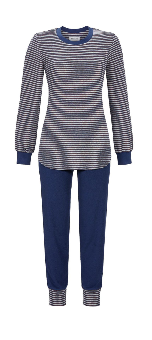 Ringella badstoffen pyjama gestreept - 4518020 - grijs/blauw