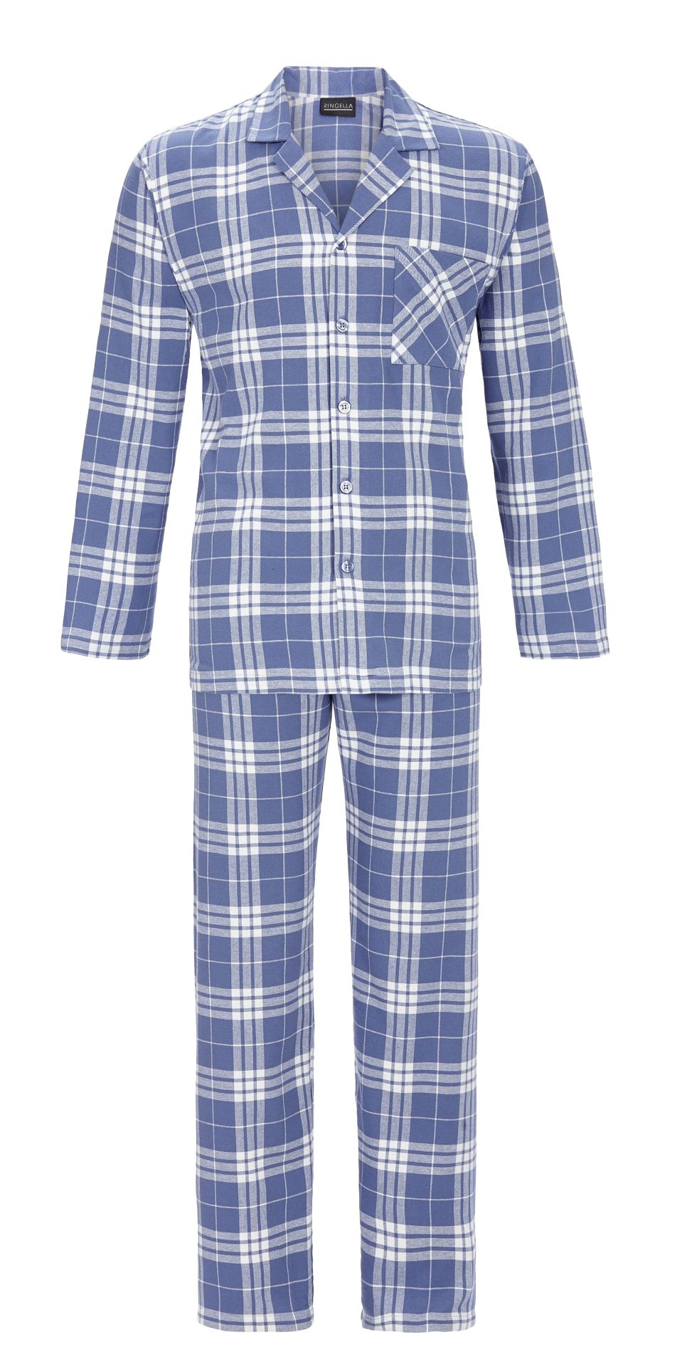 Ringella flanellen heren pyjama geruit - 4541227 - Indigo blauw