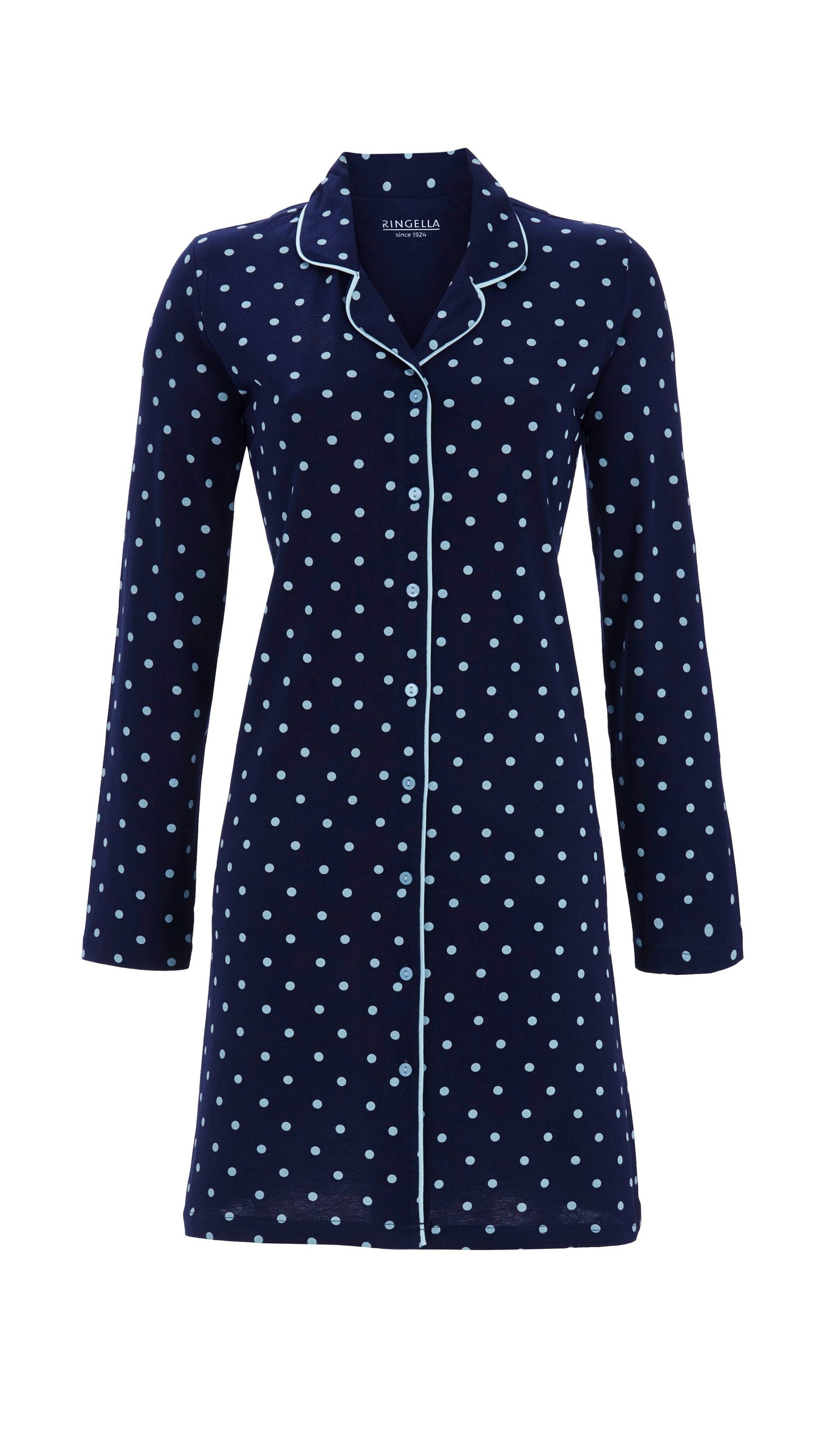 Ringella Nachthemd gestipt doorknoop - 5511048 - Donker blauw