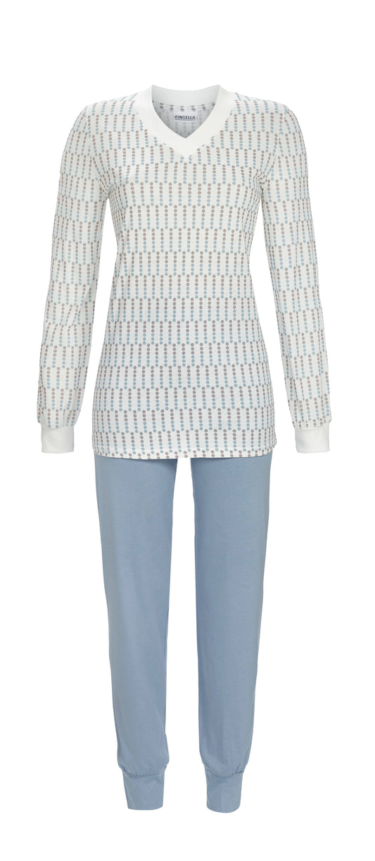 Ringella pyjama met boorden V hals - 5511232 - Champagne