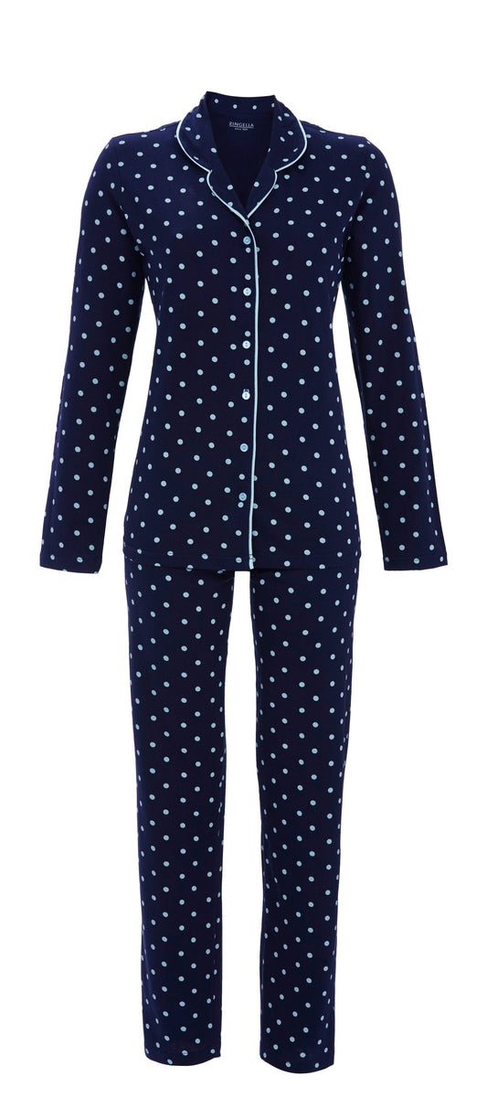 Ringella doorknoop pyjama katoen gestipt - 5511248 - Donker blauw