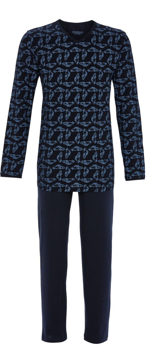 Heren pyjama auto kever motief V hals - 5541212 - Navy