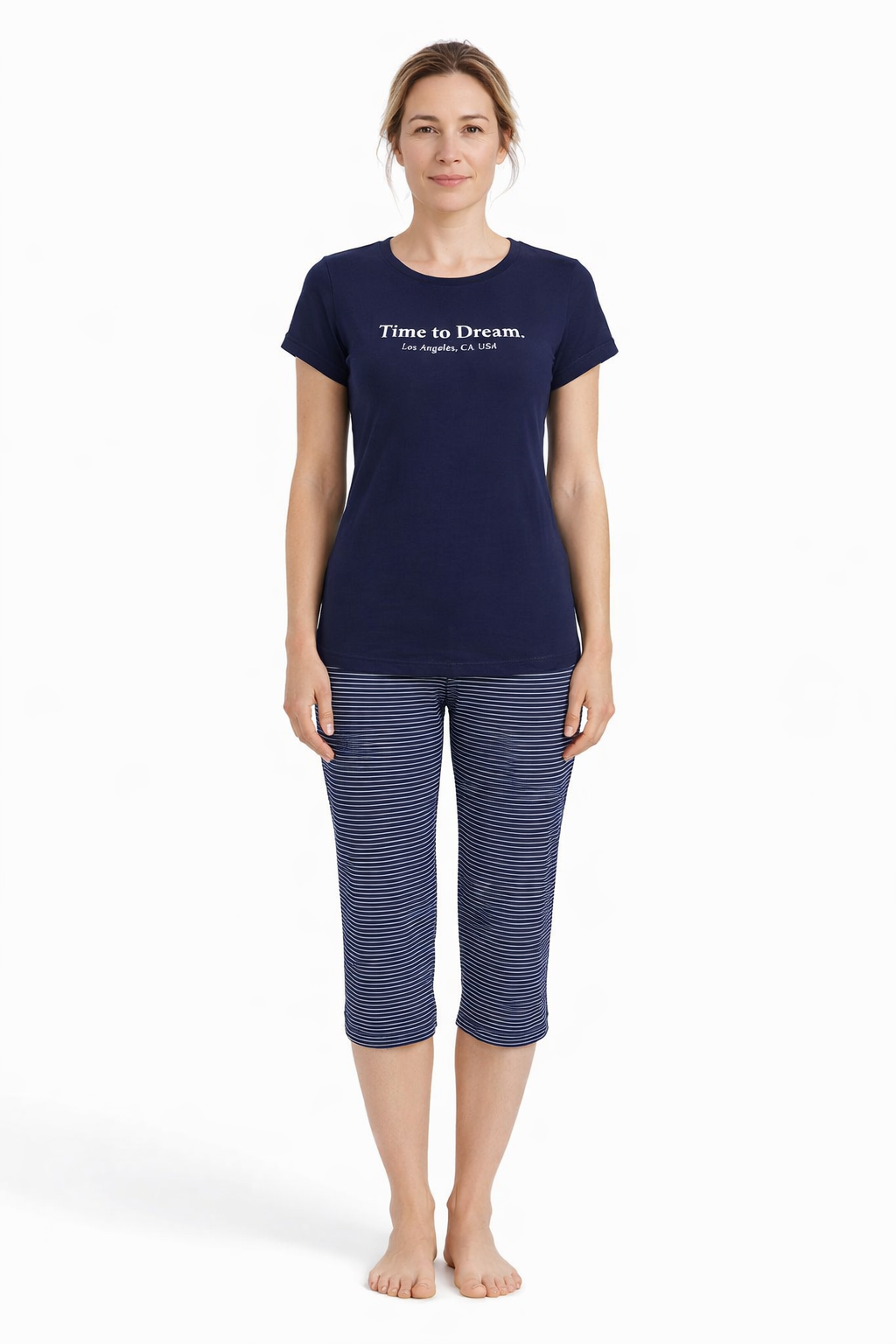 Ringella Pyjama met opdruk "Time to dream" - 6211203 - Blauw gestreept