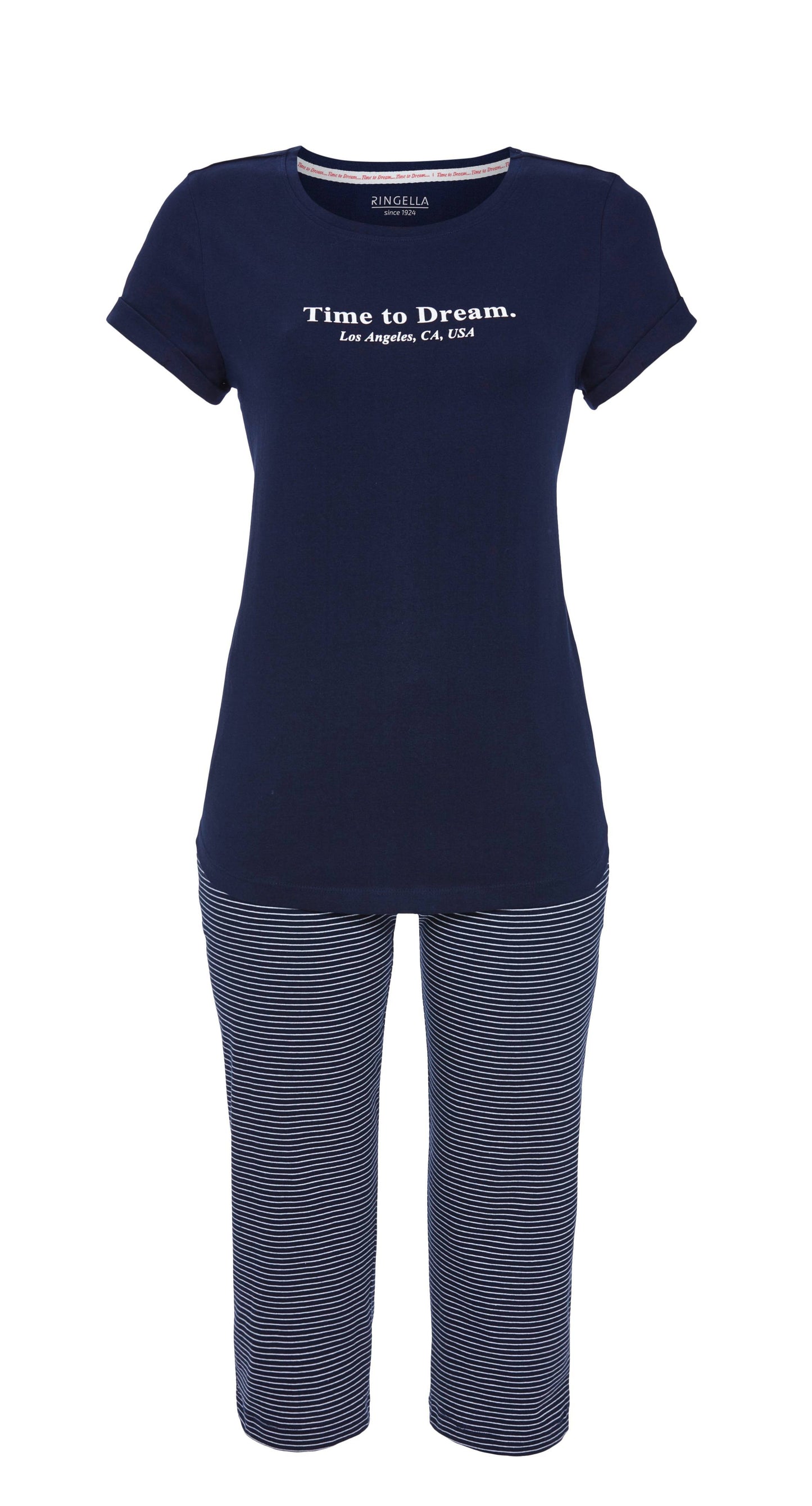 Ringella Pyjama met opdruk "Time to dream" - 6211203 - Blauw gestreept