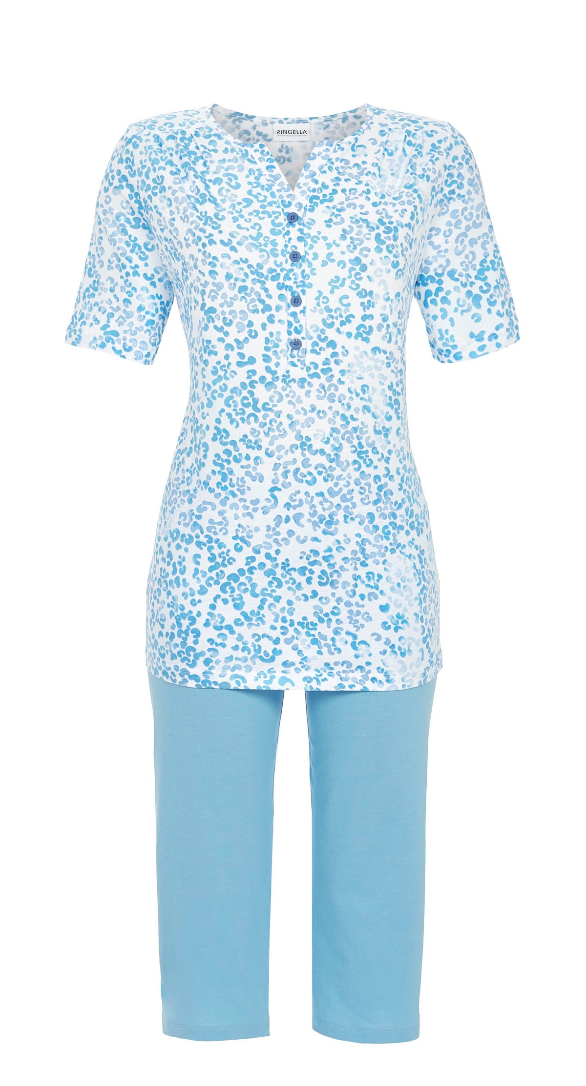 Ringella Pyjama met capribroek knoopsluiting - 6211231 - Blauw